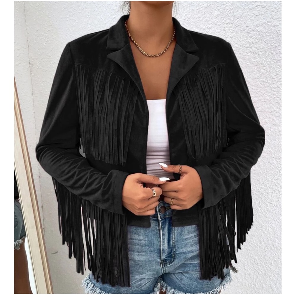 Western Open Front Fringe Boho Jacket - Picture 5 of 8